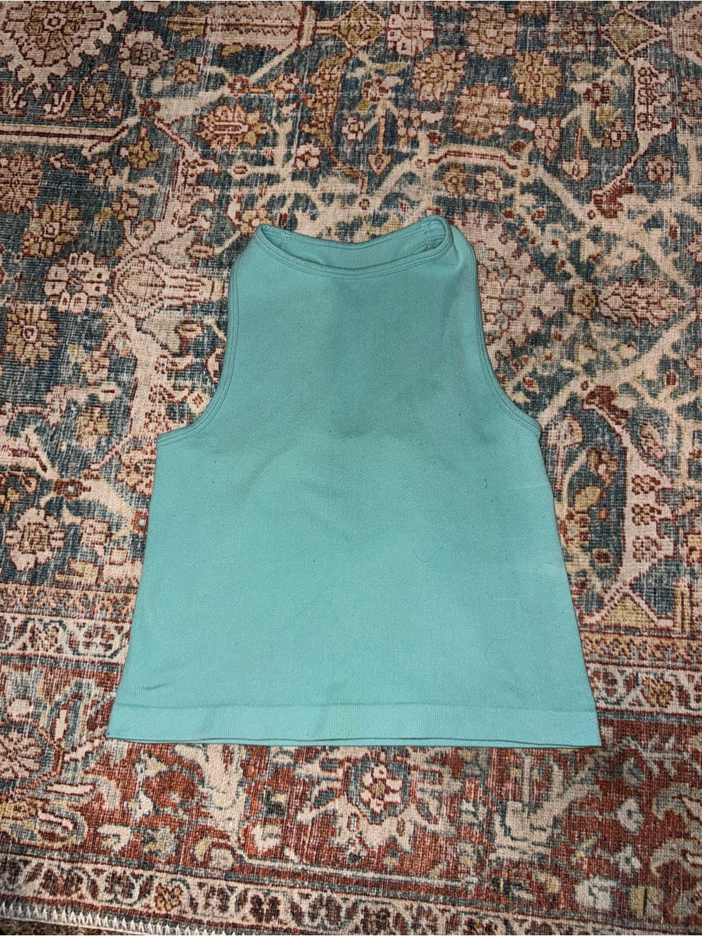 Free People Aqua Ribbed High-Neck Tank